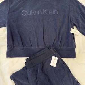 NWT Women’s Calvin Klein 2 Piece Loungewear Set Size L Large Blue